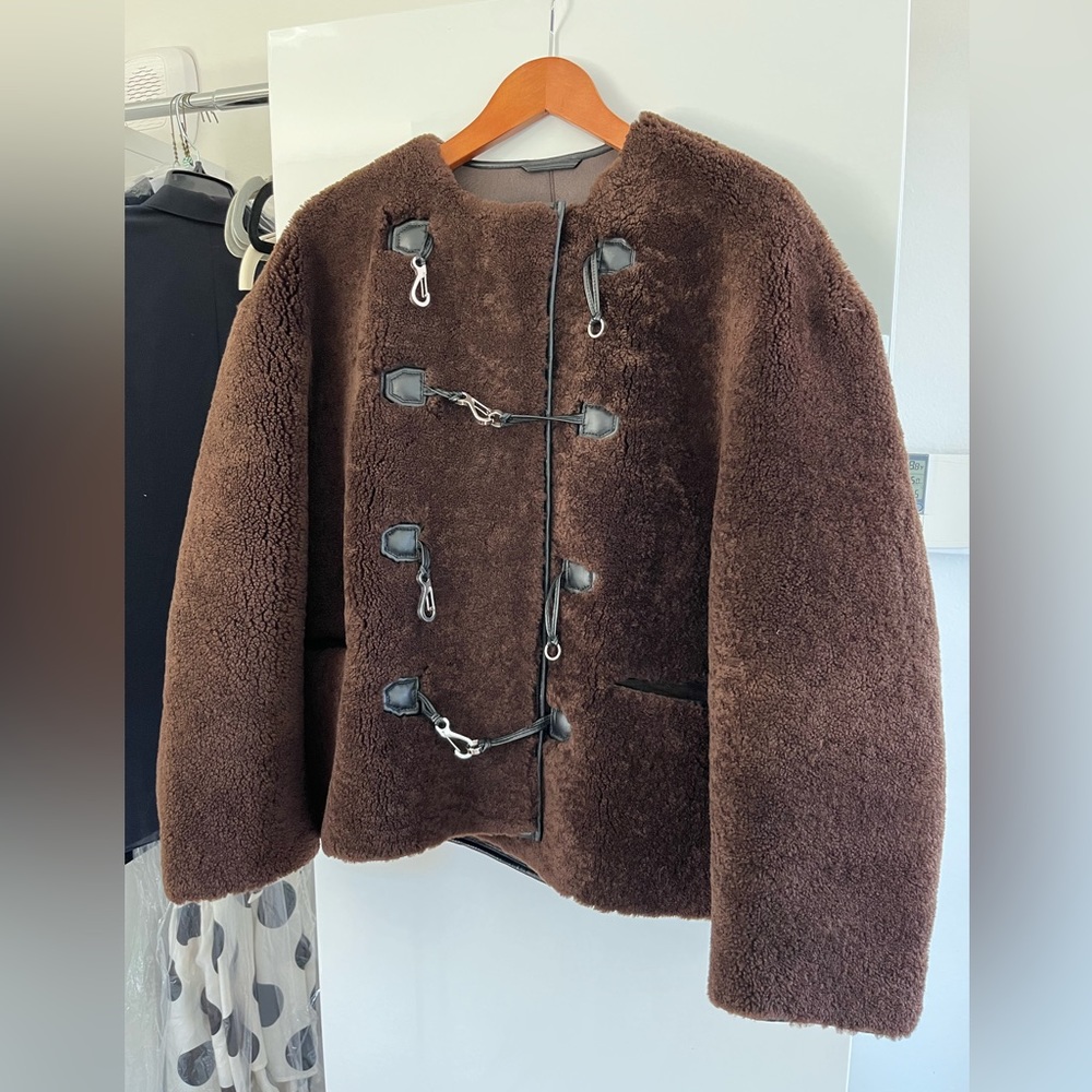 Toteme brown shearling coat jacket